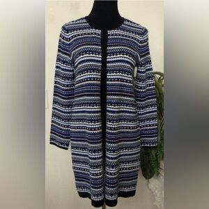 Kasper Multi Color Knit Cardigan size Small Blue Threaded $119 Retail